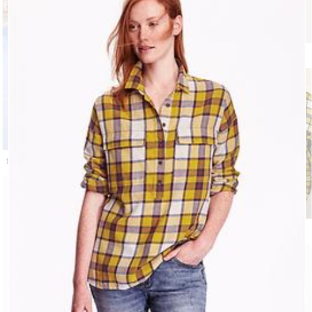 Old Navy yellow plaid Boyfriend. Sz XS